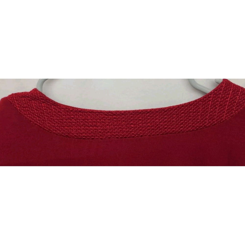 Adrianna Papell Womens Blouse Red V-Neck 3/4 Sleeve Fairy Size 2X - Picture 9 of 9